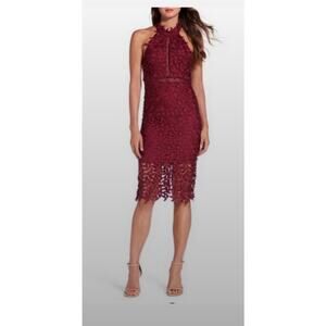 Bardot High-neck halter lace short illusion layer Gemma Halter Dress S/6